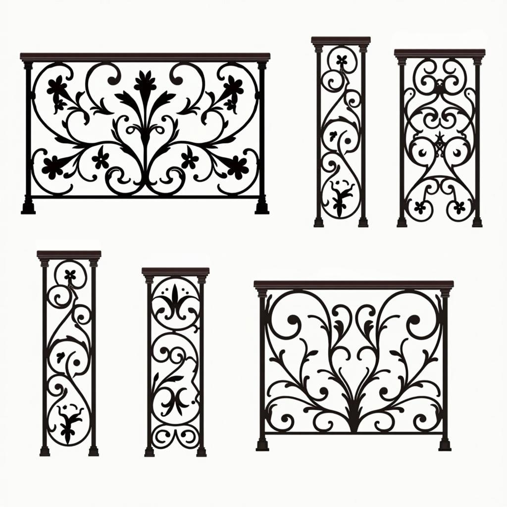 Các mẫu lan can cầu thang sắt CNC phong cách cổ điển với họa tiết hoa lá cầu kỳ, sang trọng cho biệt thự